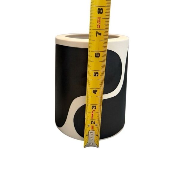 Color Block Pillar Vase By Franca NYC Size Short Black White Abstract - Picture 4 of 6